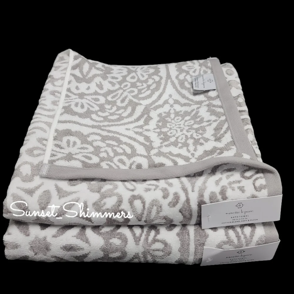 9pc Nanette Lapore Christmas Snowflake Damask Bath Hand Washcloth Towel Set New